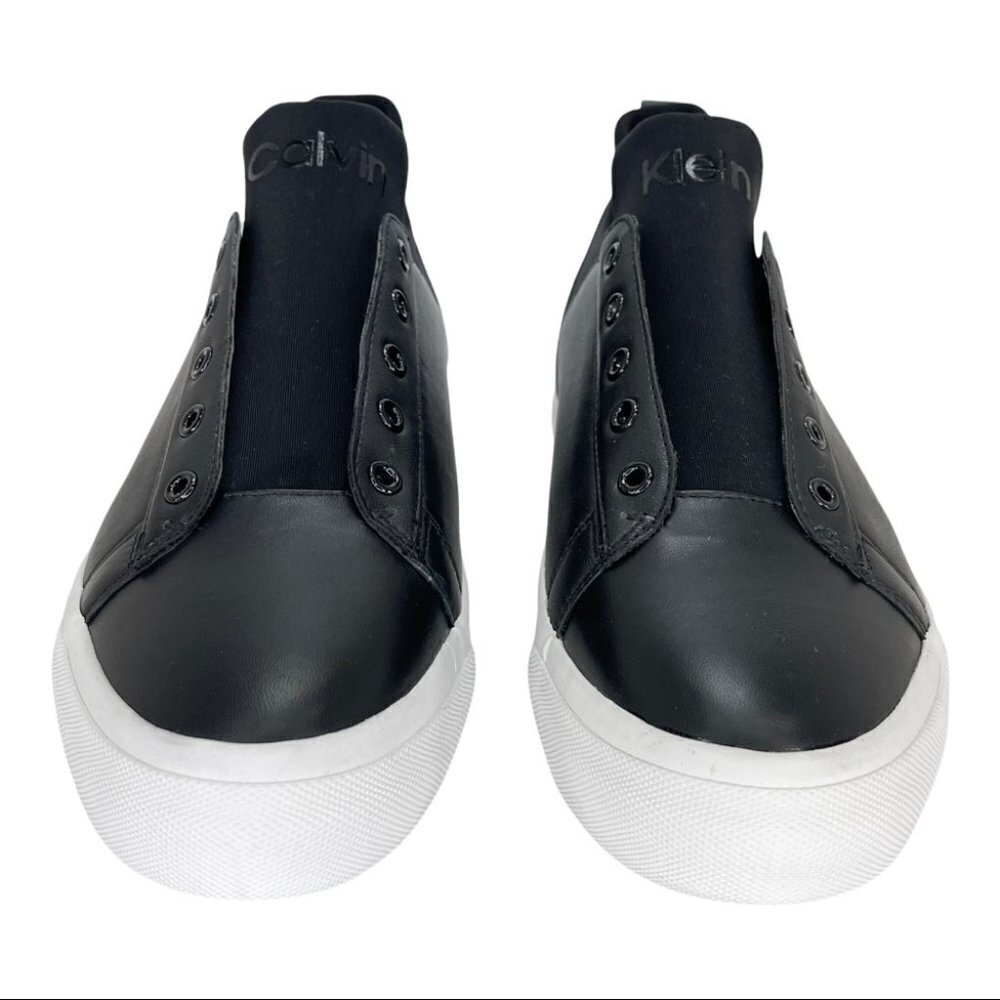 Calvin Klein Valorie Black Leather Neoprene Womens Sneakers Size 10M - Picture 5 of 15